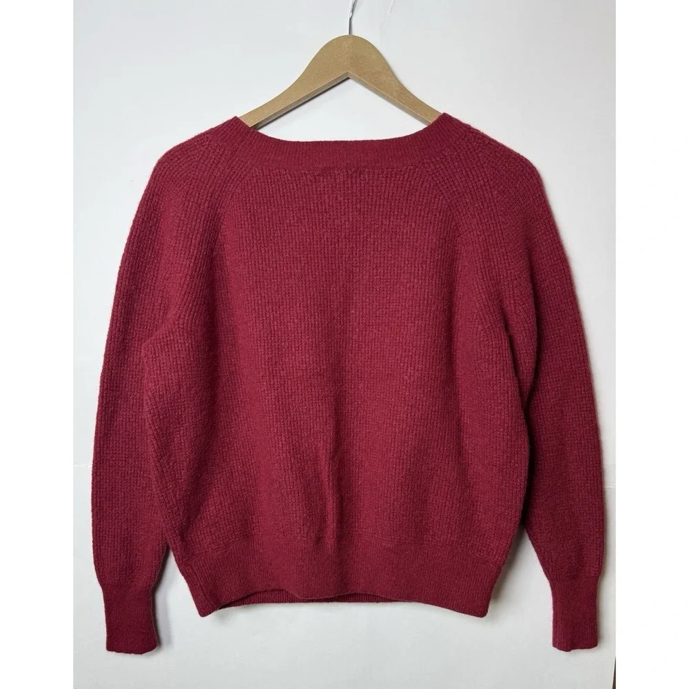 J Crew Waffle Crewneck Sweater Supersoft Yarn Wool Alpaca Red Long Sleeve Shirt